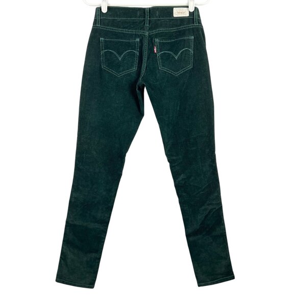 Levi's 524 Women's Stretch Too Superlow Skinny Green Corduroy Pants Size 26x30 - Picture 2 of 10